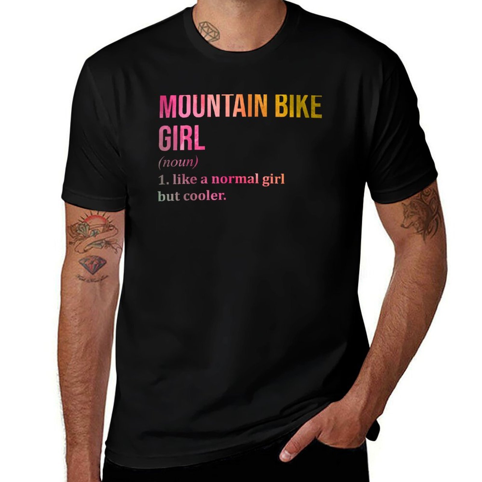 Mountain Biking Definition - Mountainbike-Mädchen-Definition MTB im Aquarell-Stil T-Shirt Einfaches,